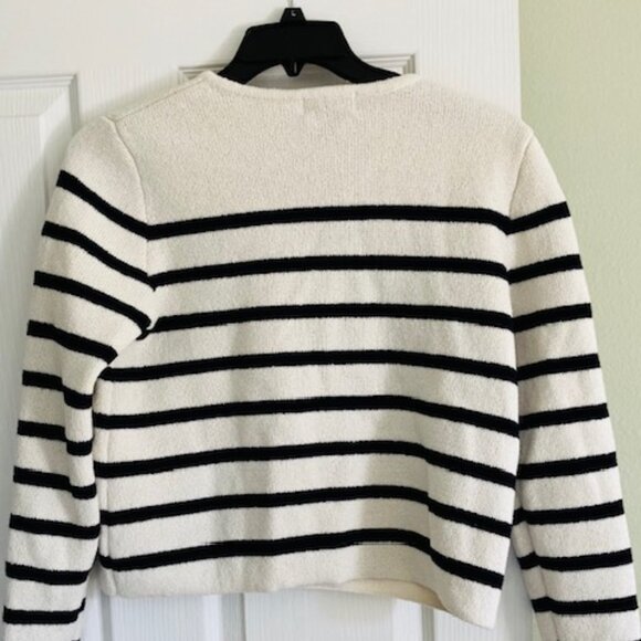 H & M women's navy and cream cardigan Size S business casual - Picture 3 of 6